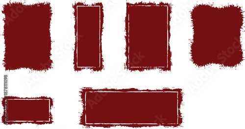 Set of rectangular grunge template background. text box frame rough grunge square paint shape element. Hand drawn crayon grunge brush rectangle text border