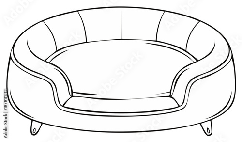 Cozy Pet Bed Illustration: Comfortable Round Bed with Supportive Bolster, Ideal for Small Animal Comfort and Interior Designs