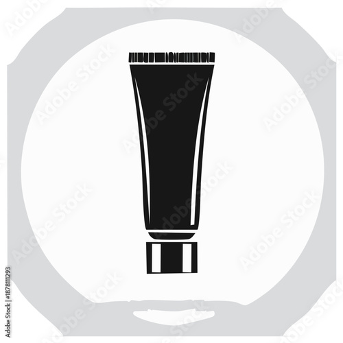Clean silhouette of a squeeze tube with a cap ready for dispensing cosmetic cream or ointment