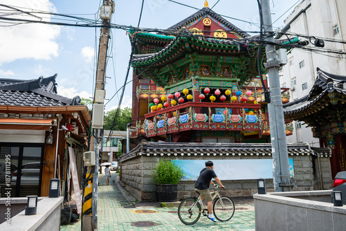 Photography street view oh seoul city, south korea