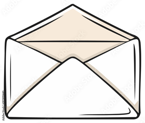 Opened Empty Envelope Illustration for Mail Communication and Correspondence