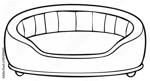 Simple Outline Drawing of an Empty Pet Bed Offering Comfort and Rest for Animals