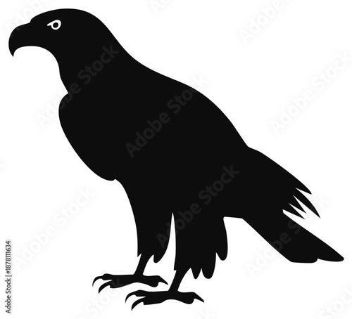 Majestic eagle bird of prey in black silhouette vector graphic icon