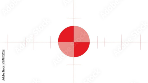 Target symbol with red circle divided into quarters centered on crosshairs