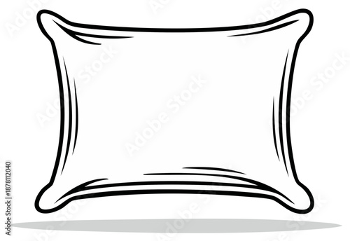 Outline of a Pillow Isolated on White Background Simple Decorative Square Cushion