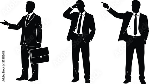 Business leadership silhouettes, corporate stress and direction concept, professional executives gestures, decision making, management communication, workplace challenge illustration