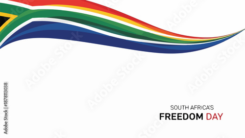 South Africa's Freedom Day vector illustration. Flat design banner with national flag colors. Minimalist holiday background with copy space. Patriotic graphic for April 27 celebration