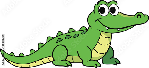 Green Crocodile Alligator Cartoon Character Illustration
