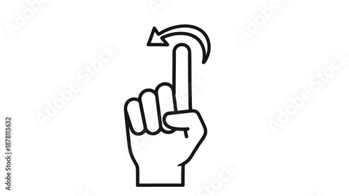 hand gesture icon with finger pointing up and curved arrow