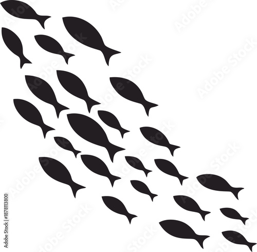 School Of Swimming Fish Silhouette Vector Illustration