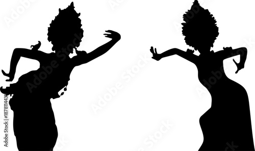 Traditional Dance Woman Silhouette Vector

