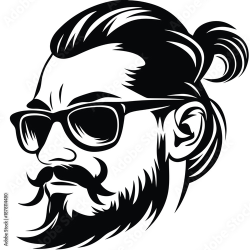 Man with beard and glasses shows classic style in a monochrome portrait