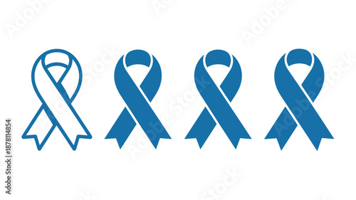 Four blue awareness ribbons Vector