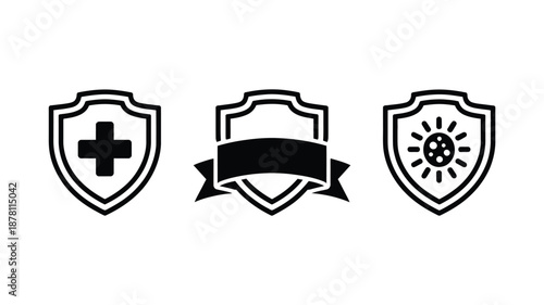 Three shields with symbols Vector