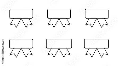 Set of six identical ribbon badges Vector