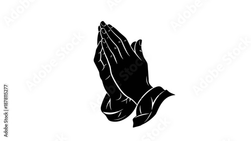 Praying Hands Silhouette Illustration.