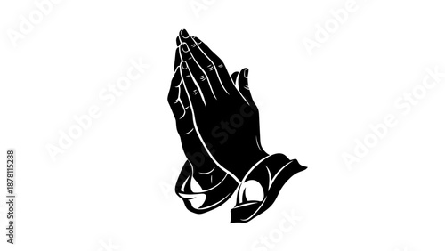 Praying Hands Silhouette Illustration.