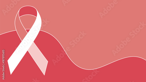 Awareness ribbon on red background Vector