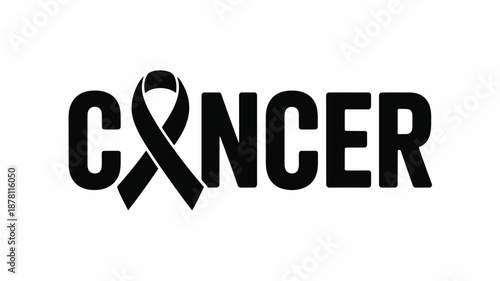 Black ribbon represents cancer awareness Vector