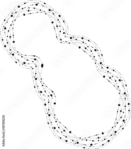 Rounded form constructed through flowing line loops, dot repetition, and cohesive trajectory.