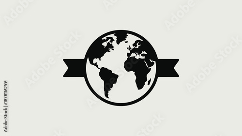 Global globe with ribbon Vector
