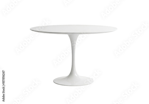 Modern white tulip dining table isolated on transparent background