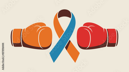 Boxing gloves with awareness ribbon Vector