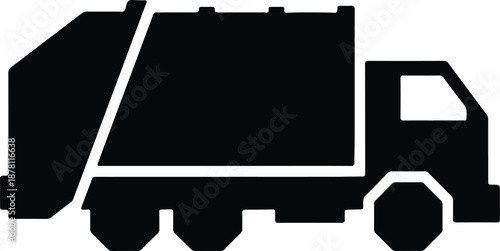 Silhouette garbage truck vehicle for waste management services illustration vector