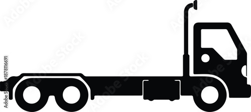 Silhouette large commercial truck chassis side view logistics transportation illustration vector