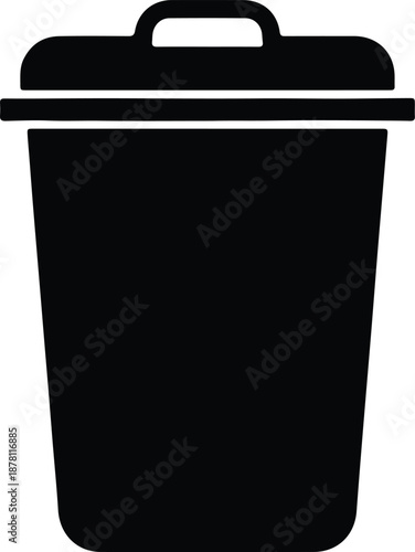 Silhouette of a modern trash can with lid and handle illustration vector