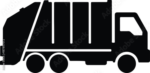 Silhouette sanitation truck for waste collection and recycling services illustration vector