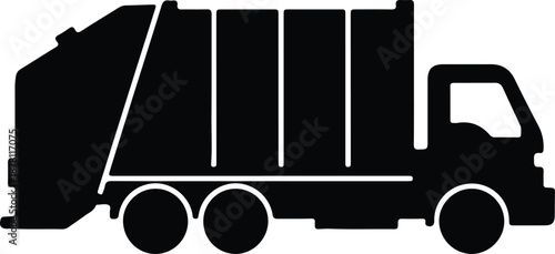 Silhouette sanitation garbage truck vehicle for waste management illustration vector