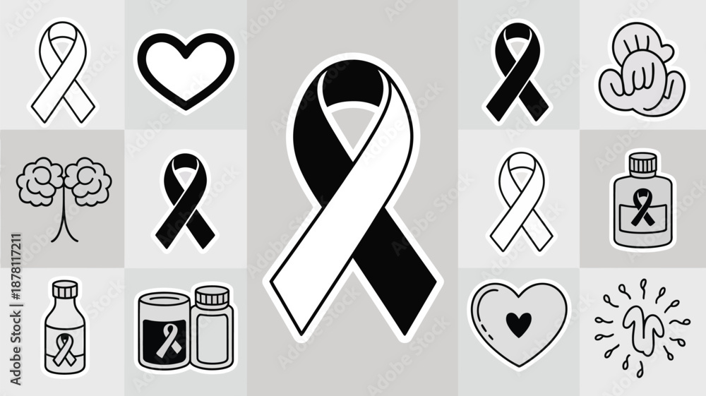 Fototapeta premium Awareness symbols for health causes Vector