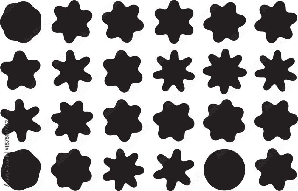 Fototapeta premium Black blobs on white background shapes