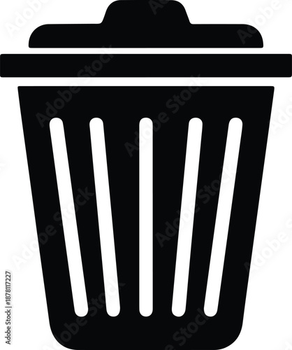 Silhouette trash can with lid and vertical slats illustration vector