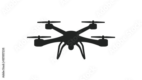 Quadcopter drone flying silhouette icon