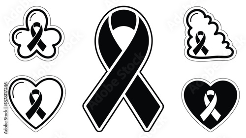 Black ribbon awareness symbols Vector