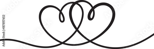 Black swirly lines forming heart shape on white