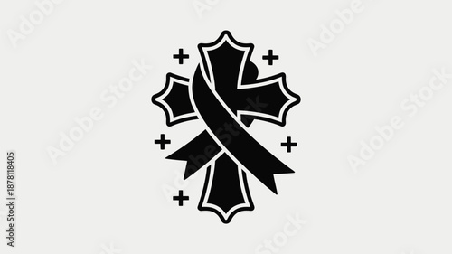 Symbolic cross with ribbon Vector