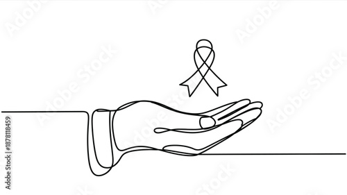 Hand offering awareness ribbon Vector