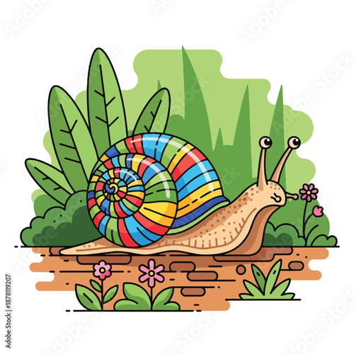 Colorful Snail Shell Garden Creature Slow.