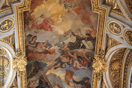 Wallpaper Mural Ceiling Fresco Detail Depicting the Apotheosis of Saint Louis at the San Luigi dei Francesi Church in Rome, Italy Torontodigital.ca
