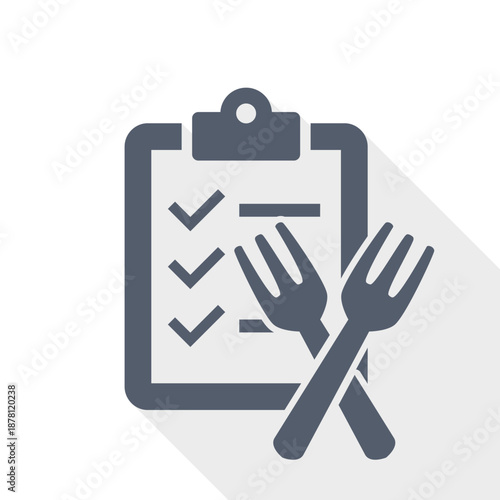 Food checklist clipboard icon representing restaurant control and menu management.
