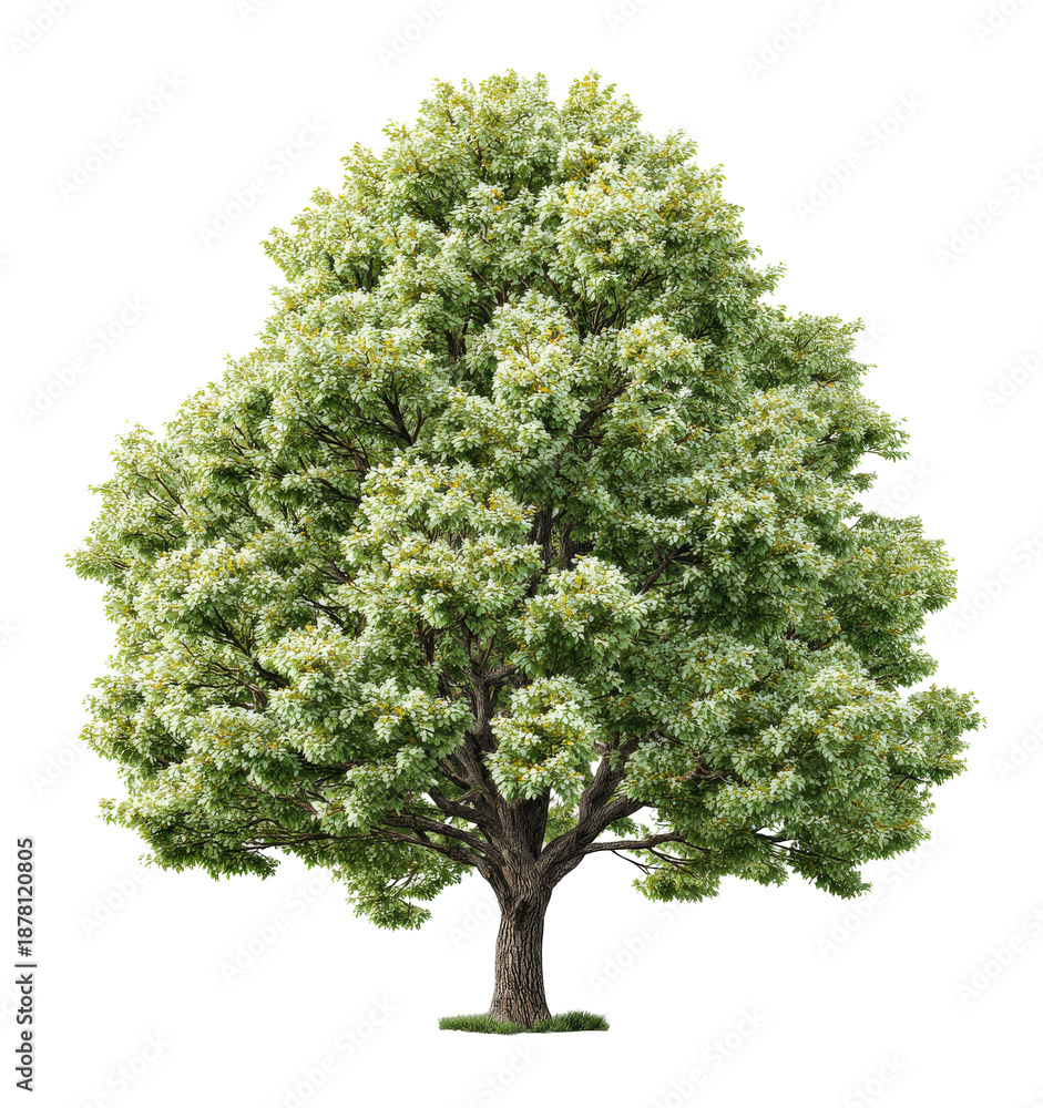 Fototapeta premium Lush Green Tree with Dense Foliage in Isolated View