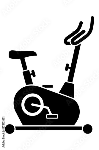 Silhouette icon representing a stationary upright exercise bicycle designed for effective indoor cardiovascular fitness training and home workout routines.