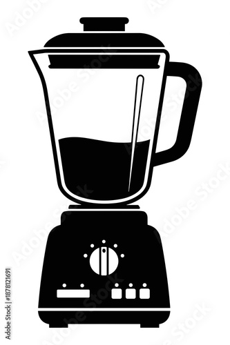 Essential kitchen appliance icon depicting a classic electric blender with a control dial, perfect for smoothies and food preparation tasks.
