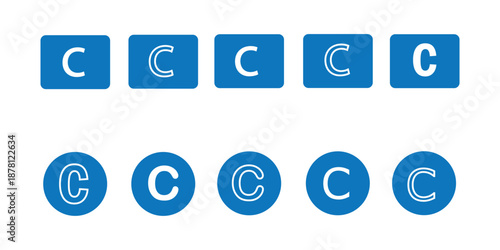 Copyright icon solid style collection. flat style symbols
