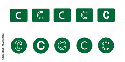 Copyright icon solid style collection. flat style symbols