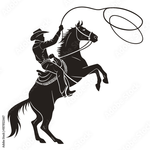 cowboy riding horse and swinging lasso in mid air with rope high quality professional detailed modern