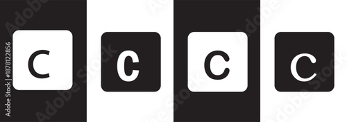 Black filled copyright symbol and outlined copyright sign vector illustration, intellectual property rights icon, creative license design, legal protection concept, trademark registration 